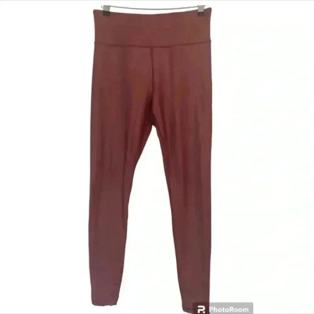 Zyia Maroon Metallic High Waist Leggings